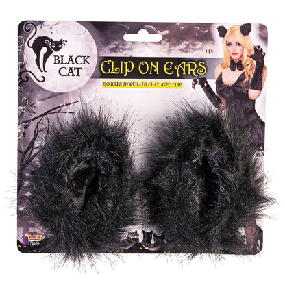 Black Cat Clip on Ears Costume Accessory 2