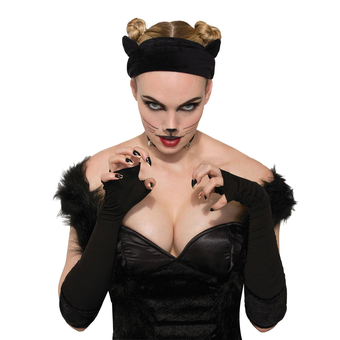 Black Cat Ears on Velvet Band Halloween Adult Costume Accessory_1