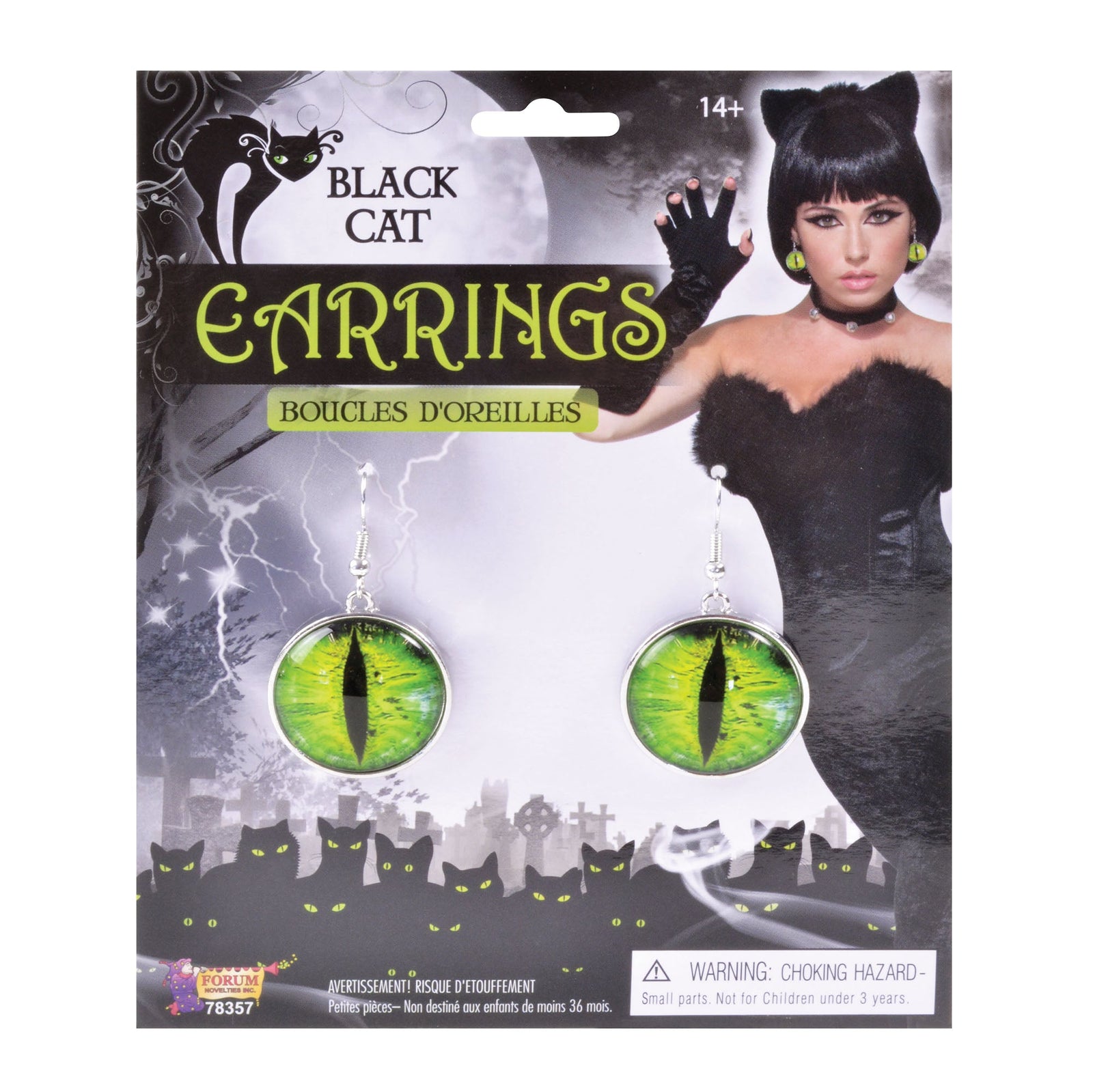 Black Cats Eyes Earrings Costume Accessories Female 1