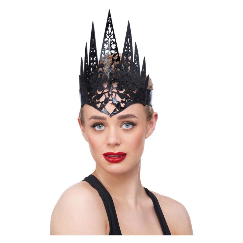 Black Filigree Queen Crown Headband Adult_1