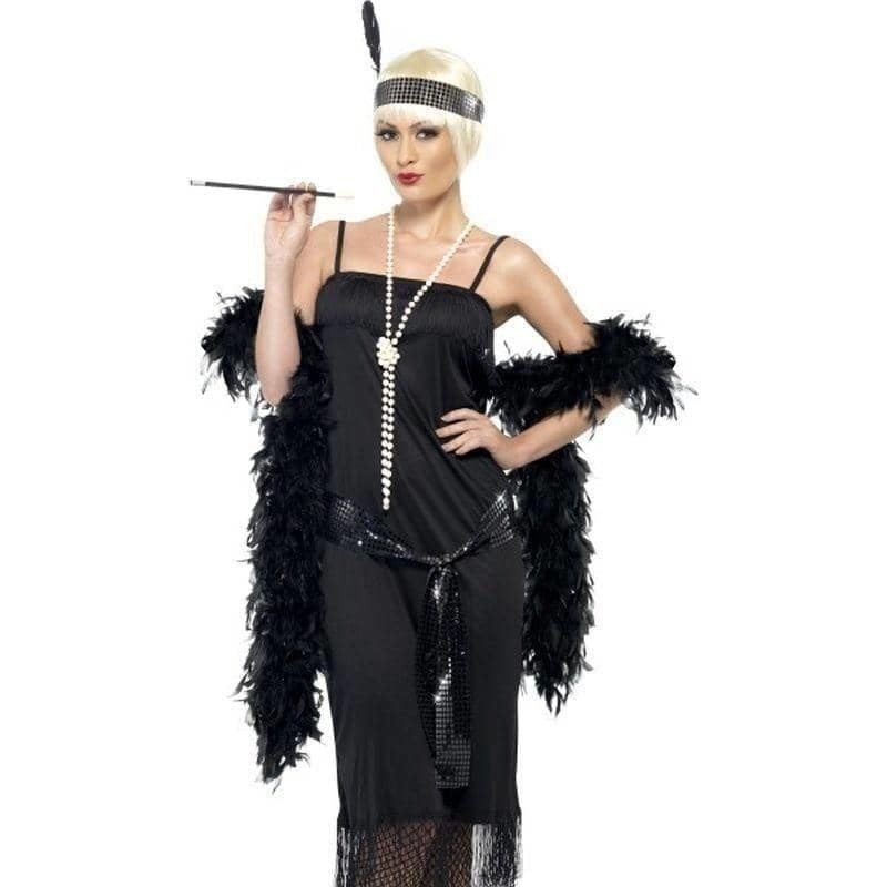 Black Flapper Costume Ladies 1920s Dress_1