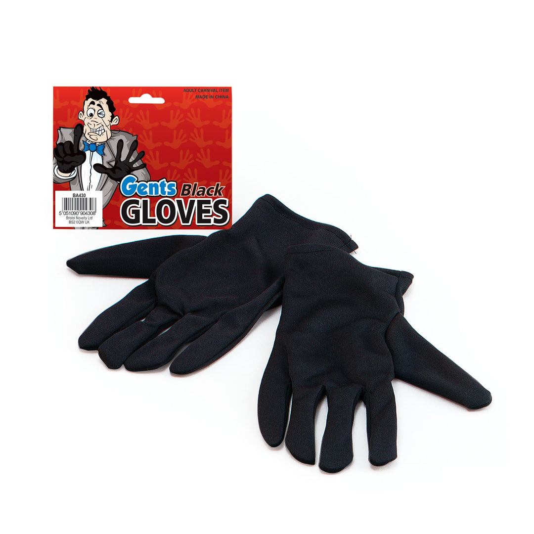 Black Gents Gloves Horror Costume Accessory_1