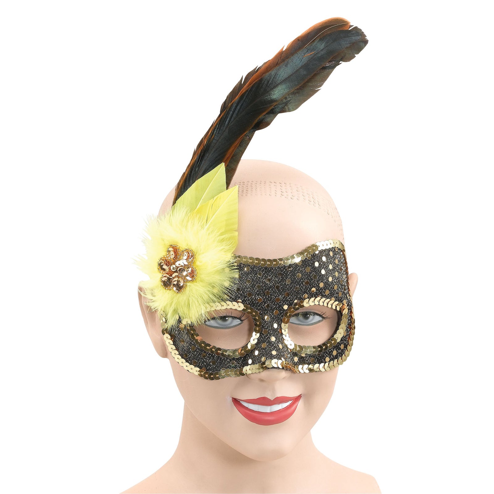 Black Gold Sequin Face Yellow Eye Masks Unisex 1