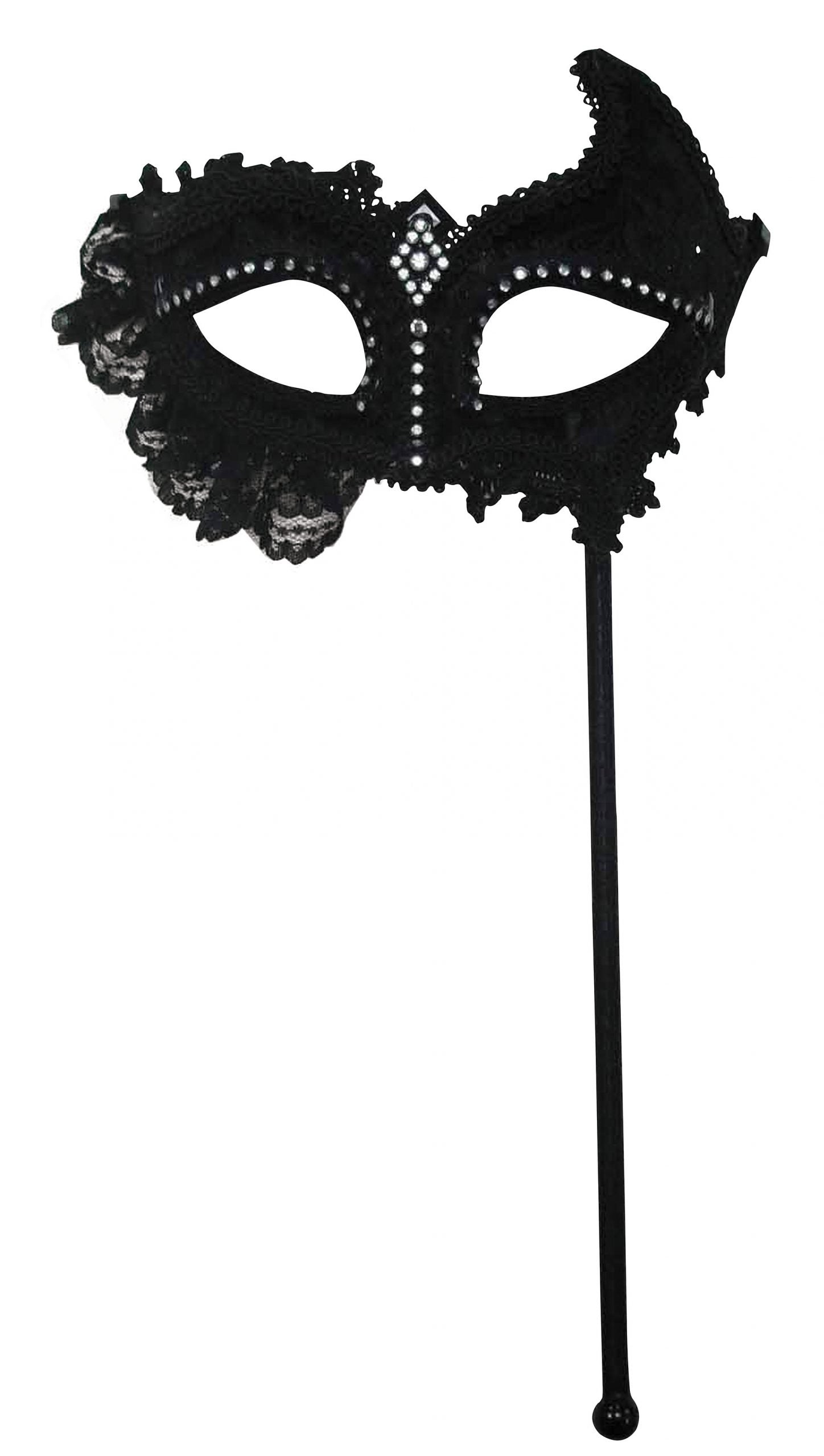 Black Mask with Lace on Stick Eyemask 1
