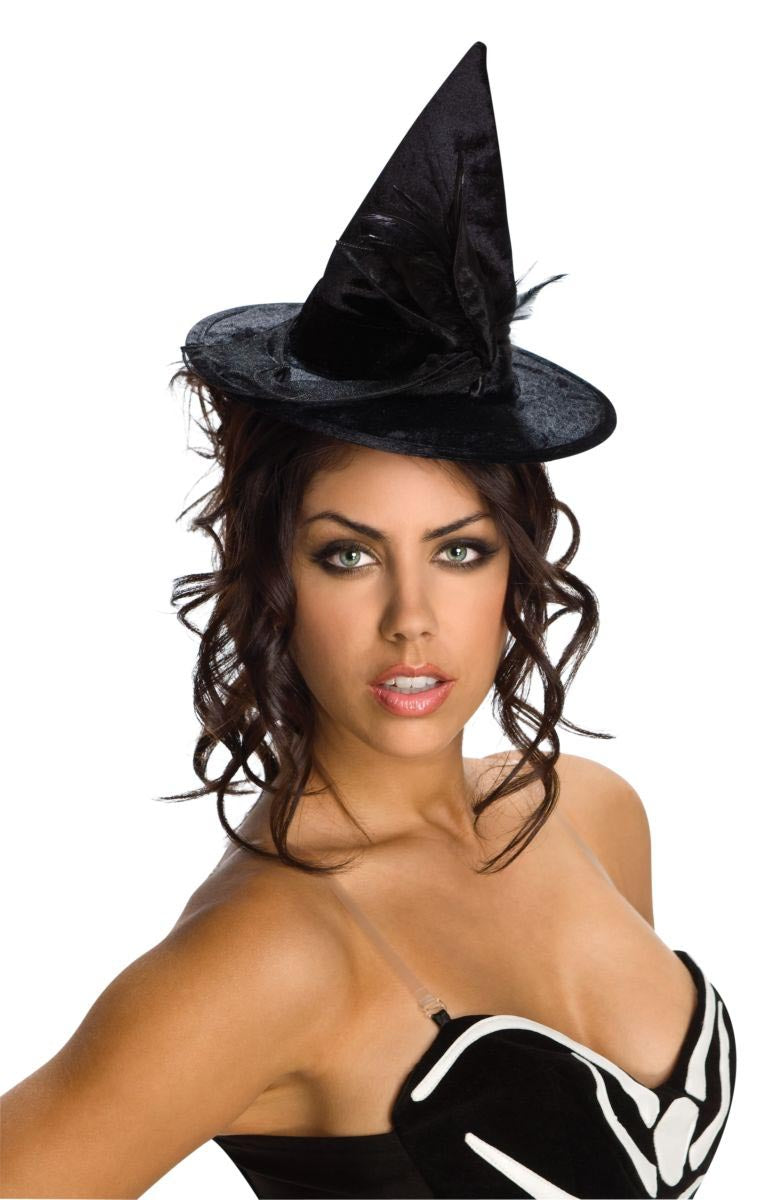 Black Mini Velour Witch Hat_1