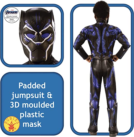 Black Panther Battle Deluxe Boys T'Challa Light Up Costume 3 rub-700683S MAD Fancy Dress