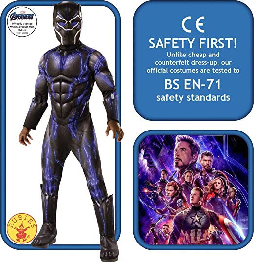 Black Panther Battle Deluxe Boys T'Challa Light Up Costume 4 MAD Fancy Dress