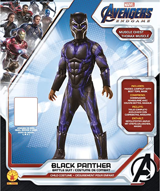 Black Panther Battle Deluxe Boys T'Challa Light Up Costume 5 MAD Fancy Dress