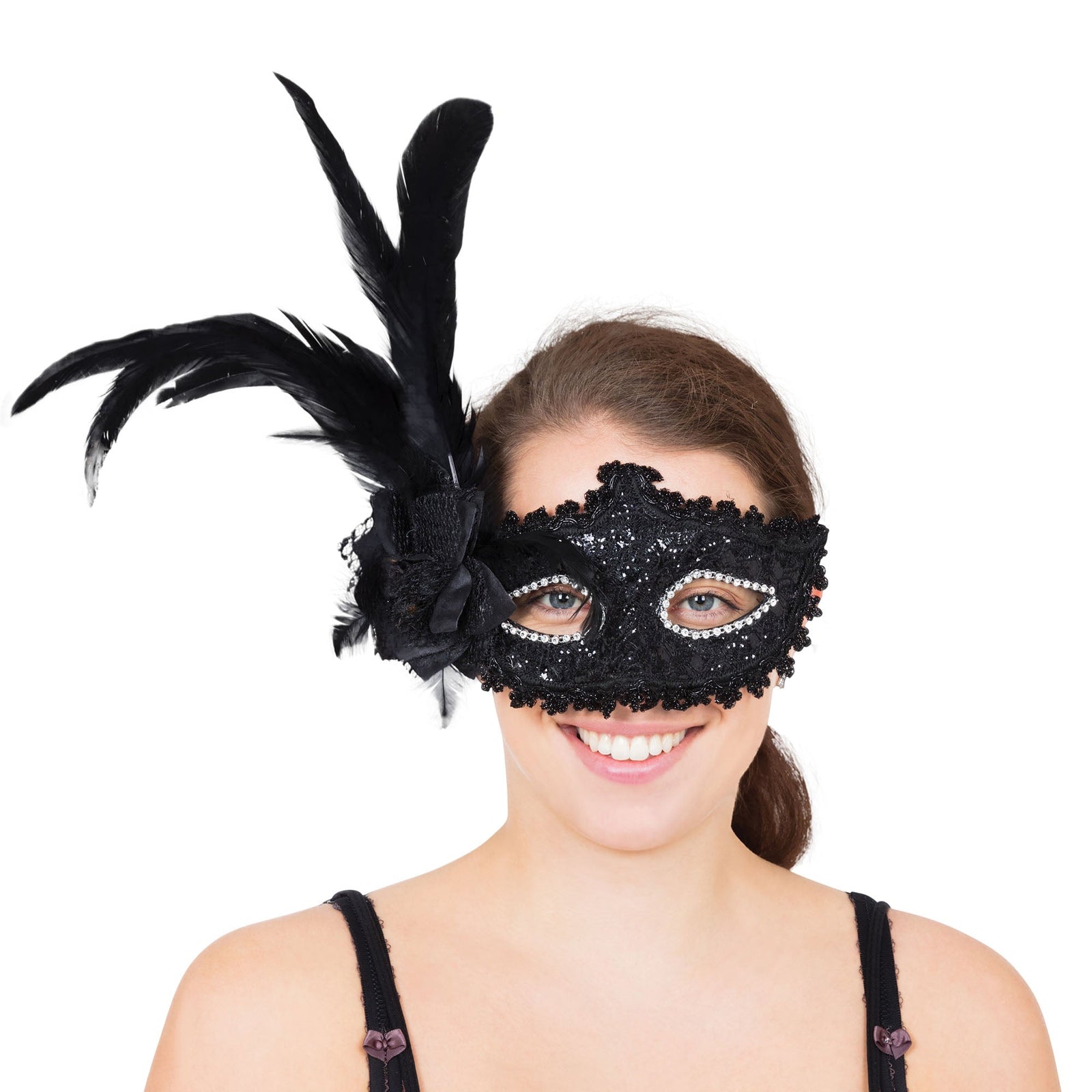 Black Tall Feather Eyemask Eye Masks 1