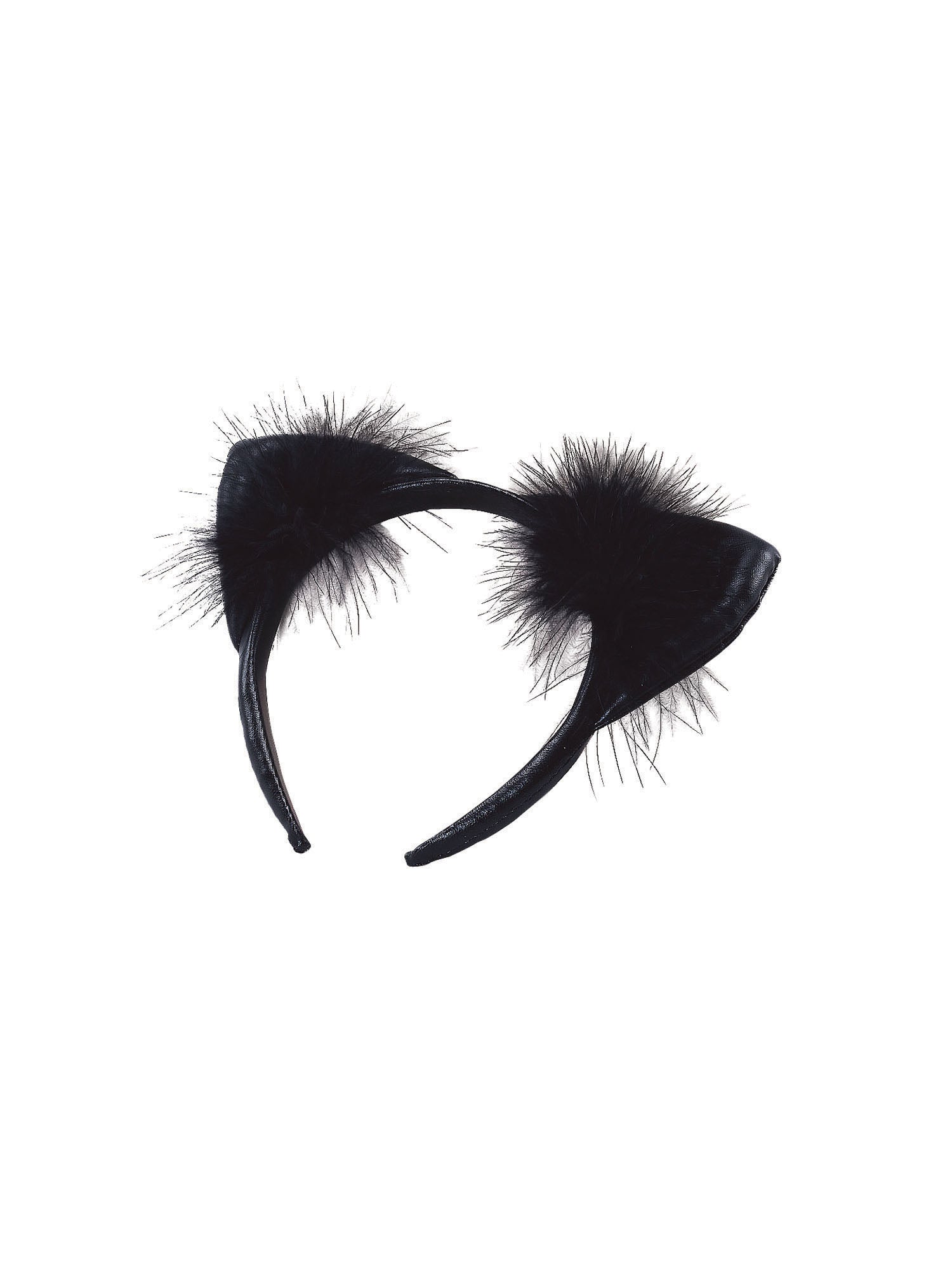 Black Vinyl Cat Ears on Headband 2