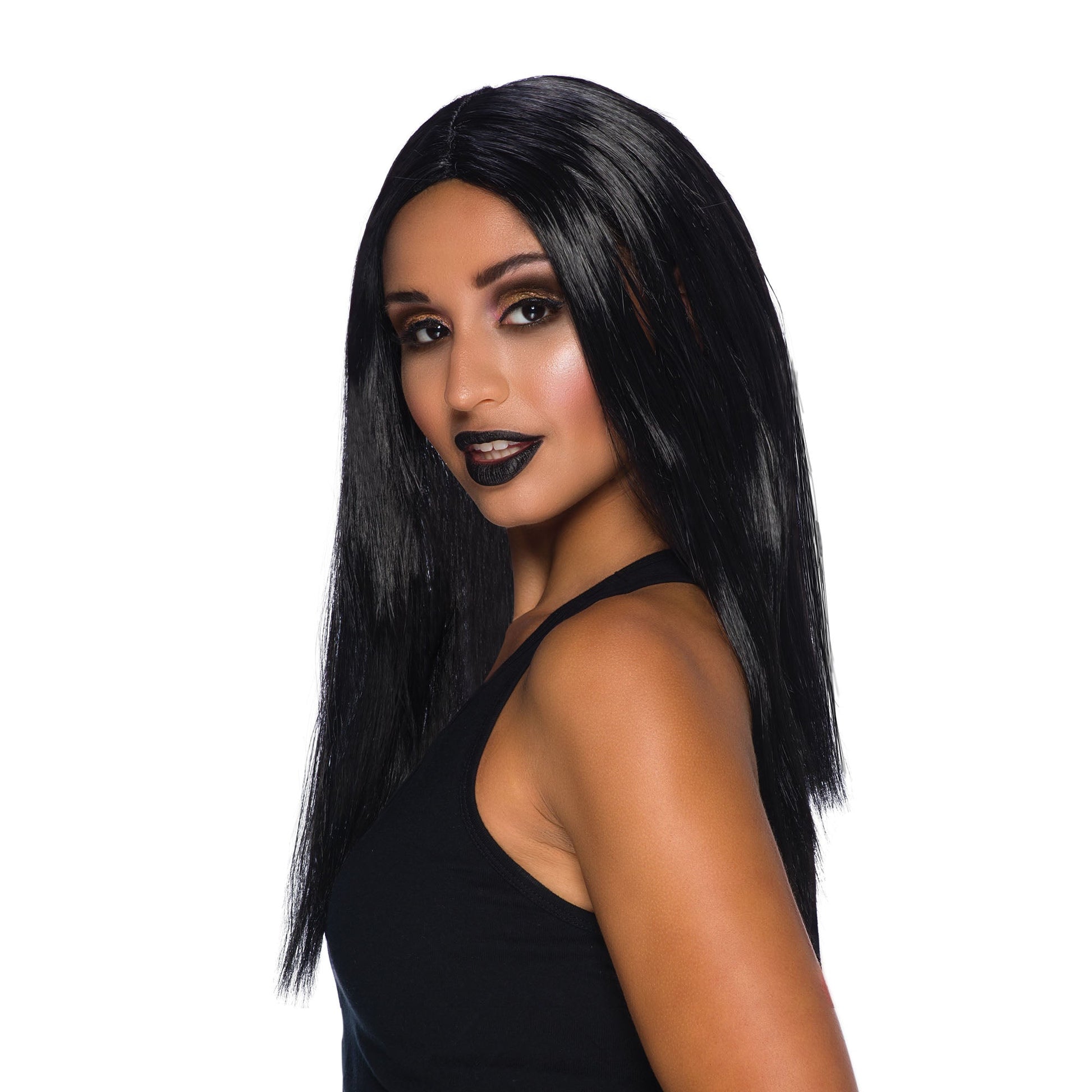 Black Wig 18 Inch Long Ladies Halloween Witch Hair 3