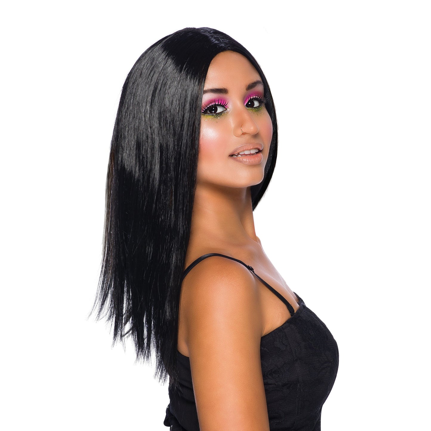Black Wig 18 Inch Long Ladies Halloween Witch Hair 1