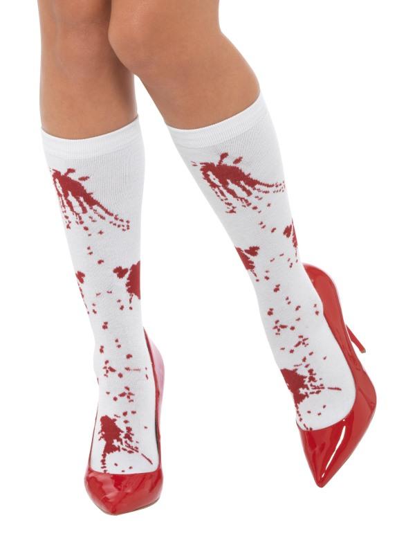 Blood Splatter Socks Adult White_1