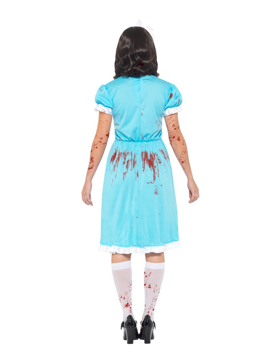 Bloody Murderous Twin Shining Adult Costume Blue Dress with Blood Effect 3