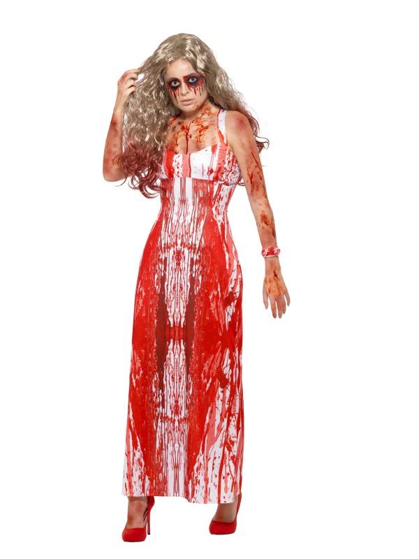 Bloody Prom Queen Costume Adult White Red 1