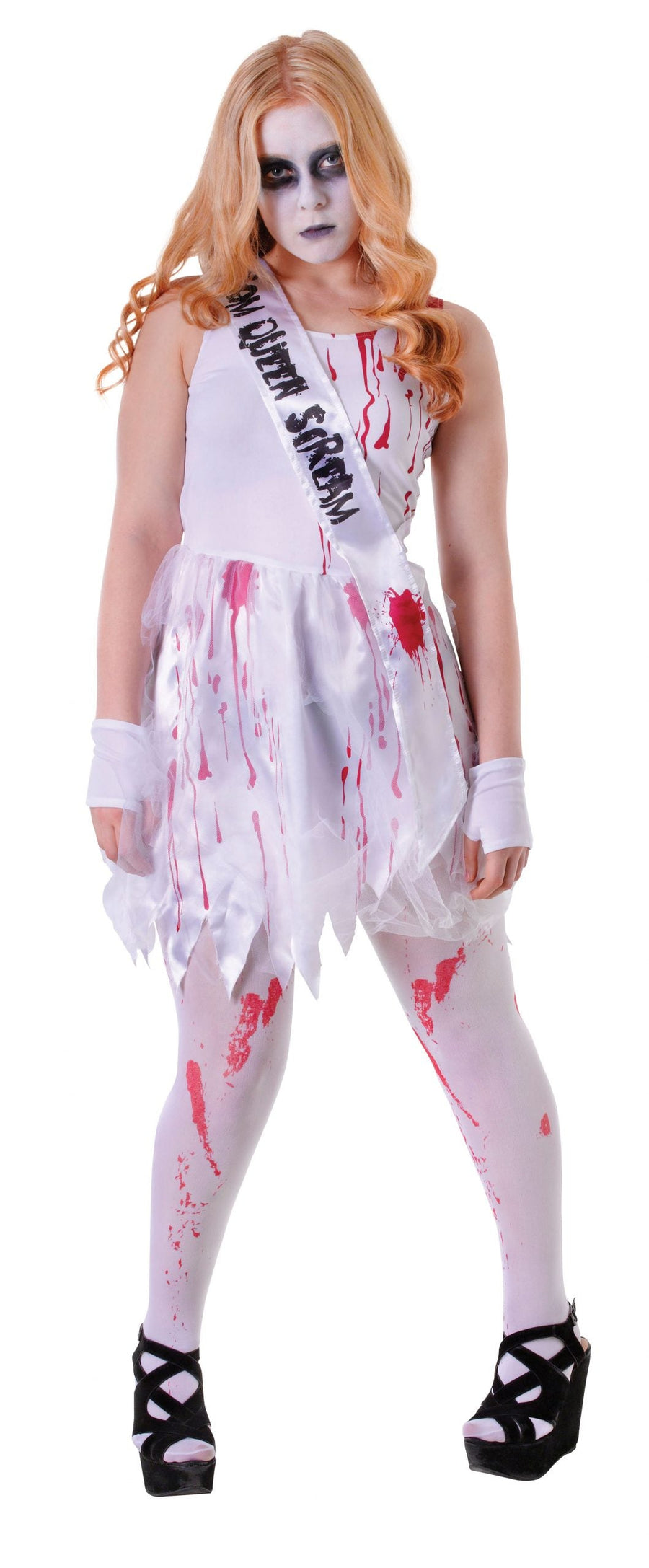 Bloody Prom Queen Teen Costume Female Uk Size 6 10 28" 30" Chest_1