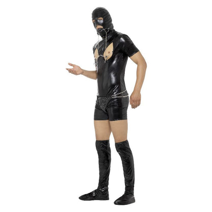 Bondage Gimp Bodysuit Costume Adult Black Hood Bootcovers Thong Gag Nipple Clamps 3