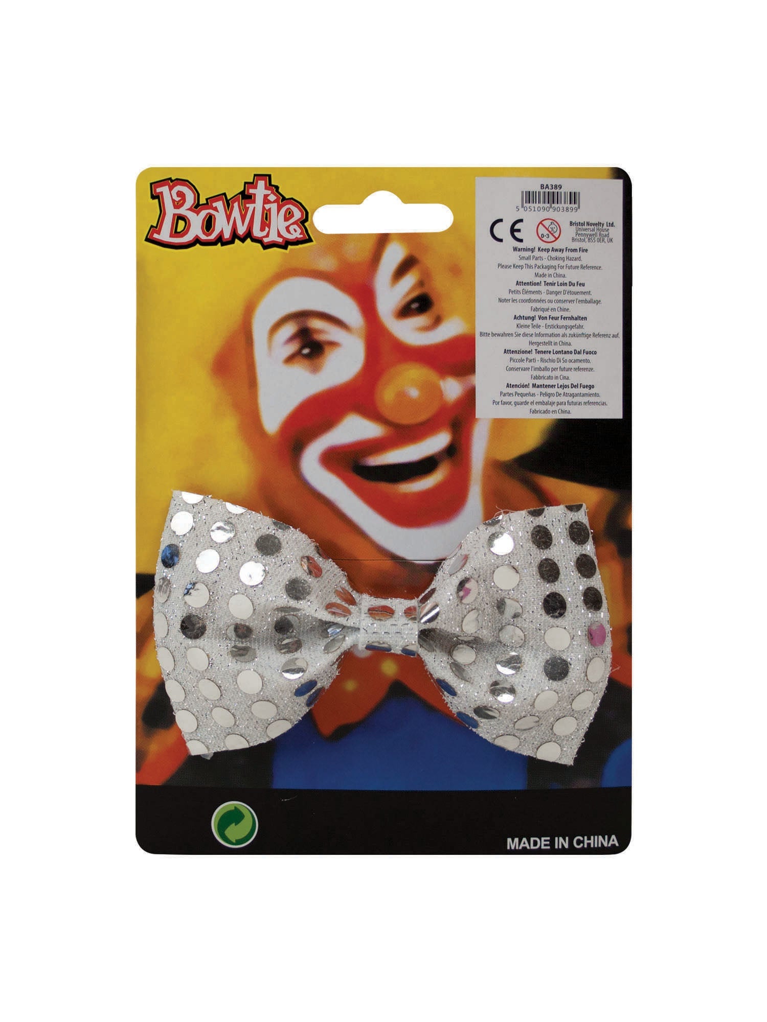 Bow Tie Sequin Silver Costume Accessory 2