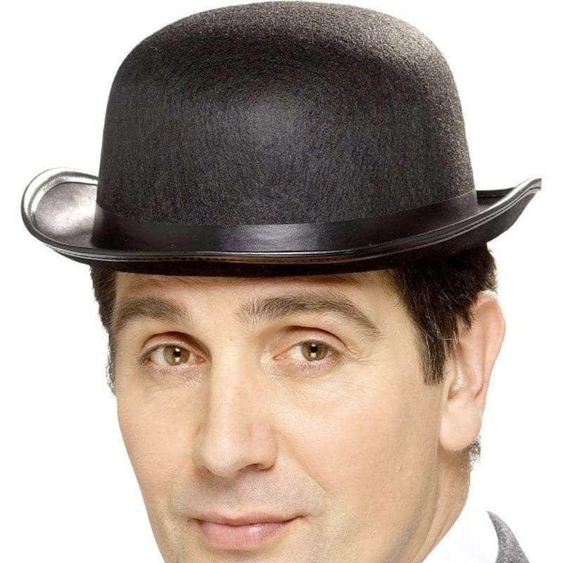 Bowler Hat Adult Black Felt with Band 2