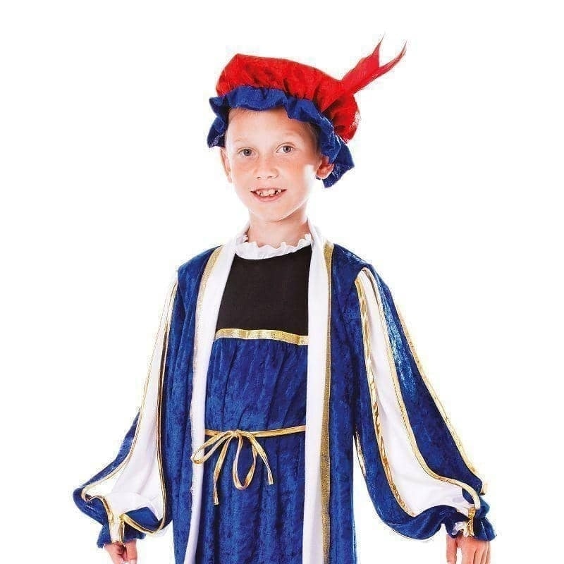 Boys Tudor Boy With Hat 128cm Childrens Costume Male Halloween 1