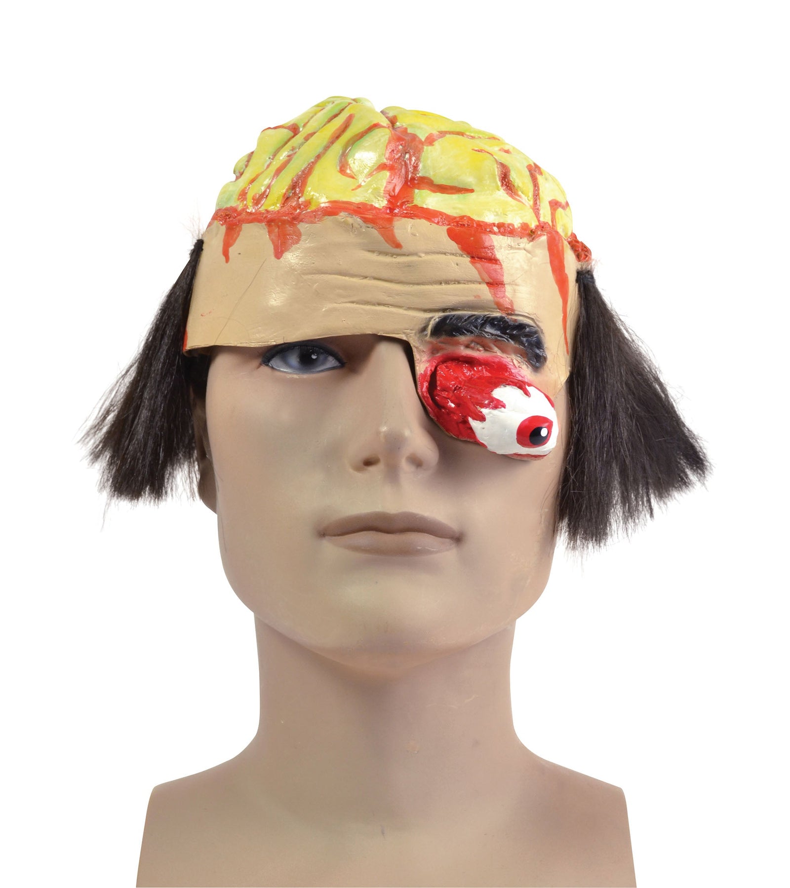 Brain Headpiece with Gory Eye Zombie Rubber Mask 1