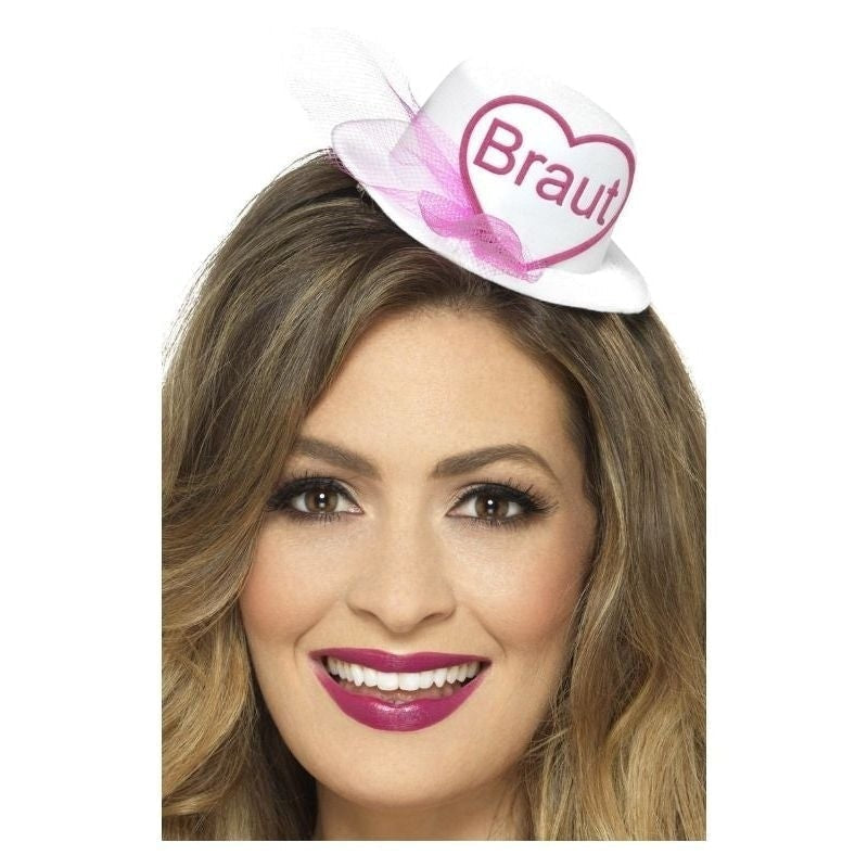 Braut Hat Adult White Pink 2