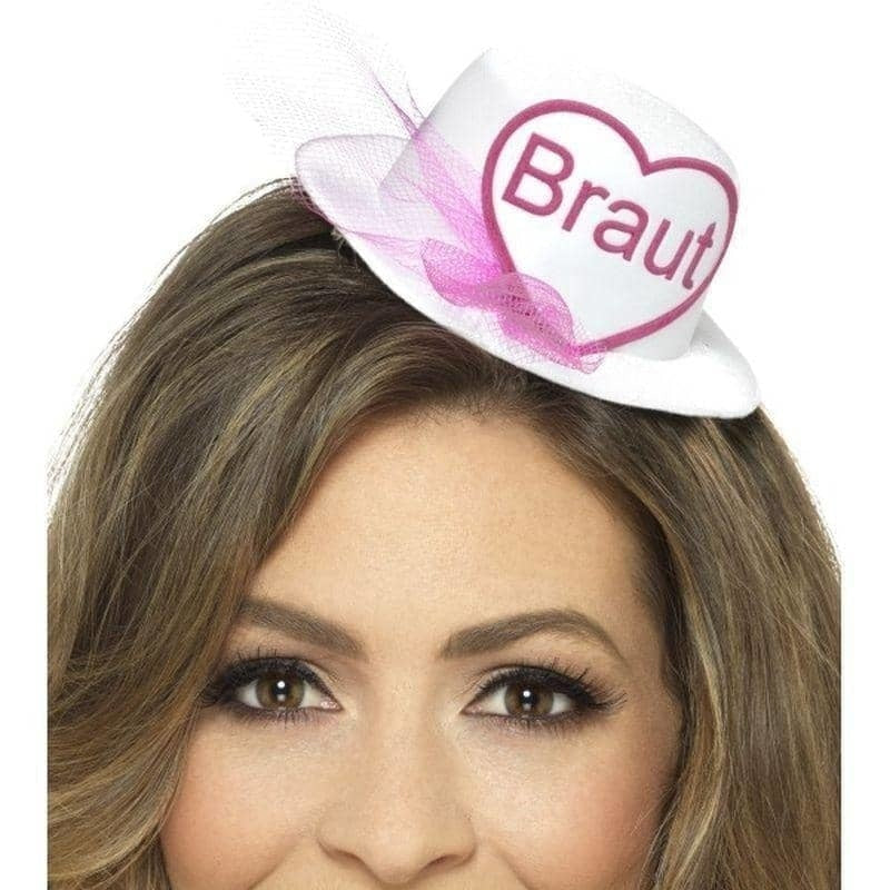 Braut Hat Adult White Pink 1