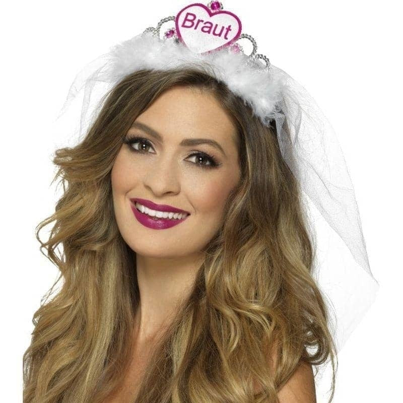 Braut Tiara Adult White Pink 1