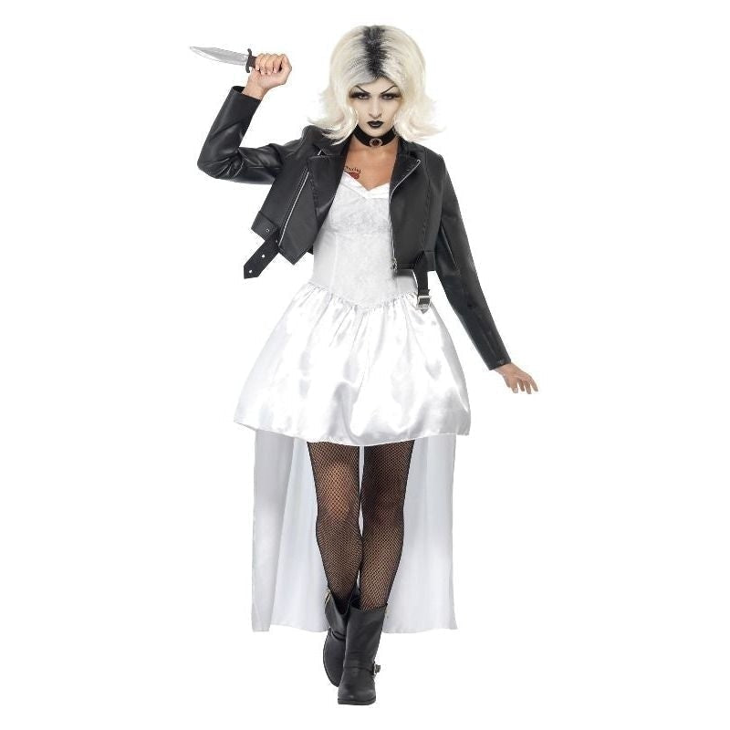 Bride Of Chucky Tiffany Costume Adult White Dress Black Jacket and Choker 1