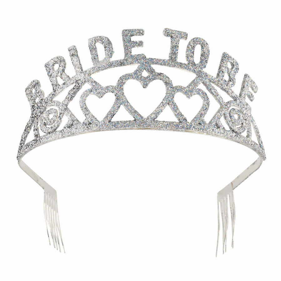 Bride To Be Glitter Tiara Silver Costume Accessory_1