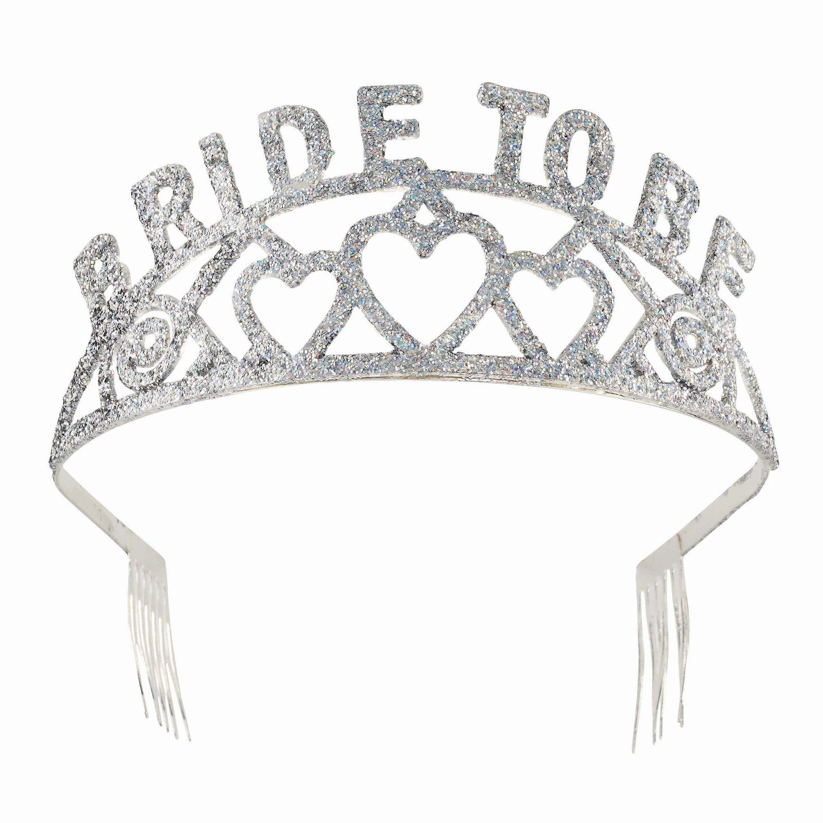 Bride To Be Glitter Tiara Silver Costume Accessory 1