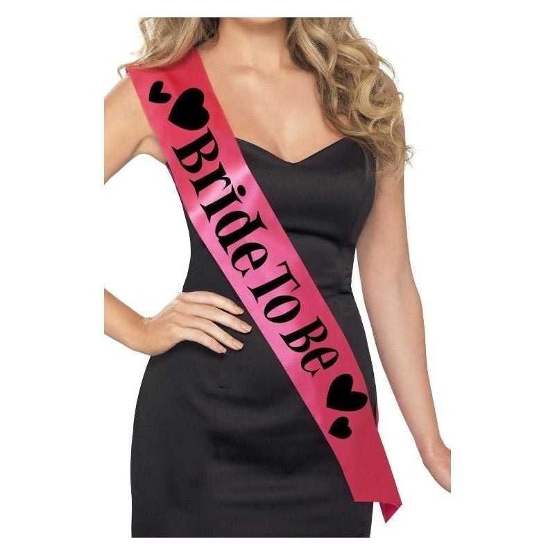 Bride To Be Sash Pink with Black Lettering 1