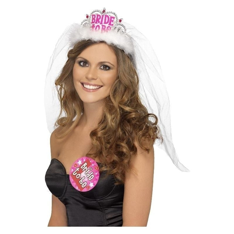 Size Chart Bride To Be Tiara With Veil Adult White