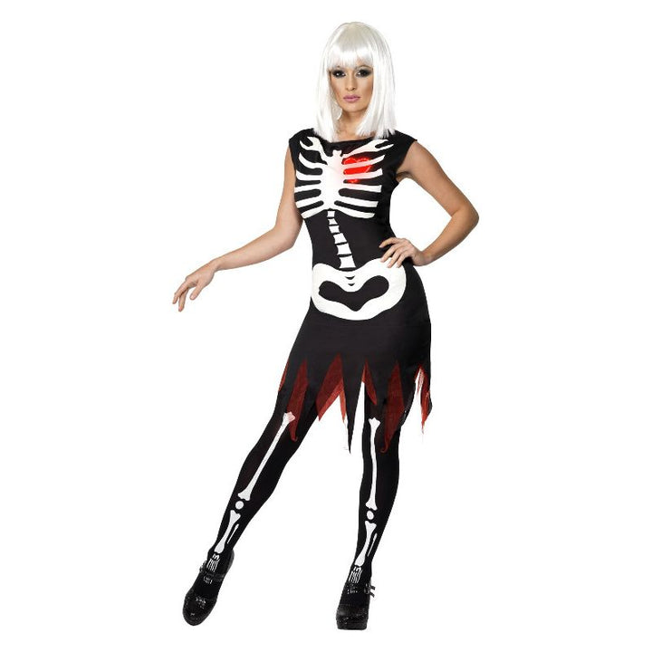 Bright Bones Glow in the Dark Costume Black Skeleton Dress_1