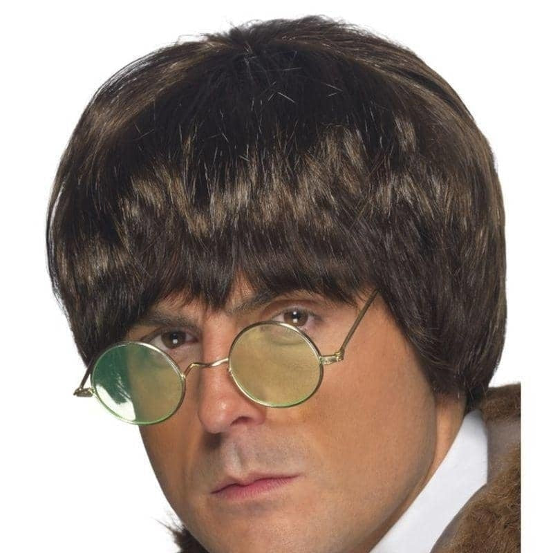 Britpop Wig Brown Shiny Fringed Adult Costume Accessory 2