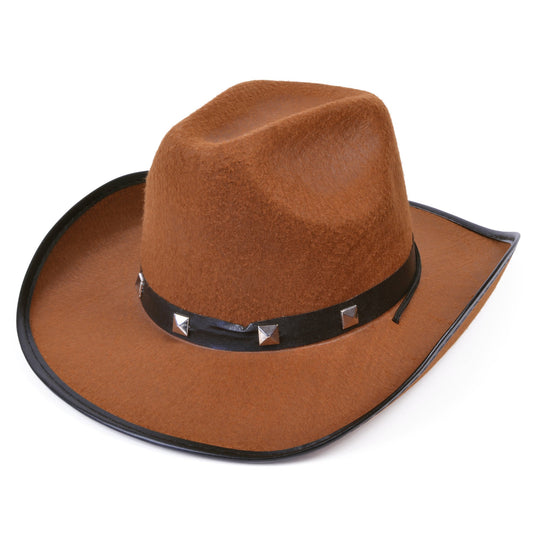 Brown Felt Cowboy Studded Hat Adult 1