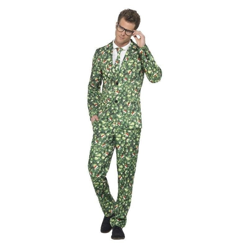 Brussel Sprout Xmas Suit Adult Green Stand Out Jacket Trousers and Tie 1