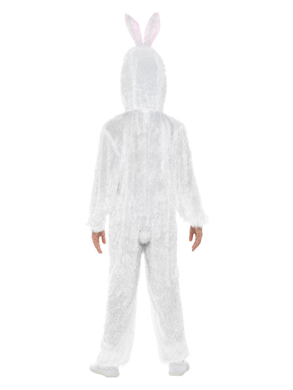 Bunny Costume Kids White Jumpsuit Hood with Pink Ears 4