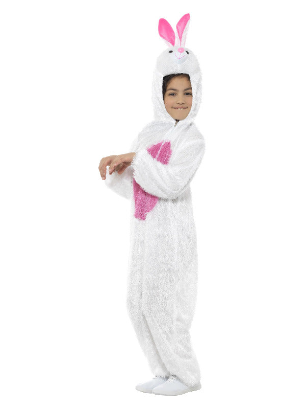 Bunny Costume Kids White Jumpsuit Hood with Pink Ears 3