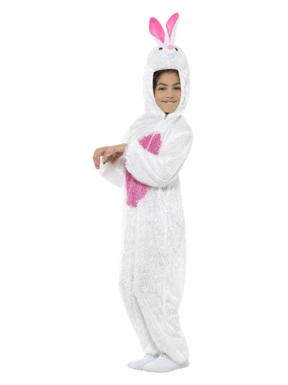 Bunny Costume Kids White Jumpsuit Hood with Pink Ears 3