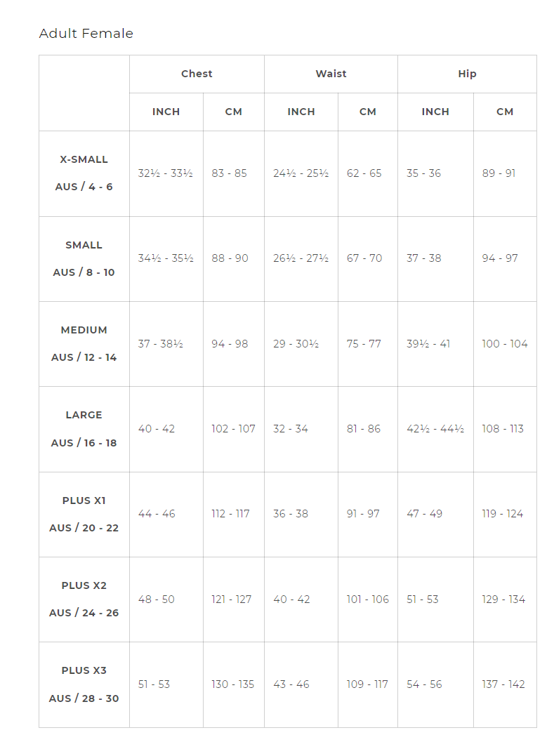 Size Chart Bunny Ears Blue Adult