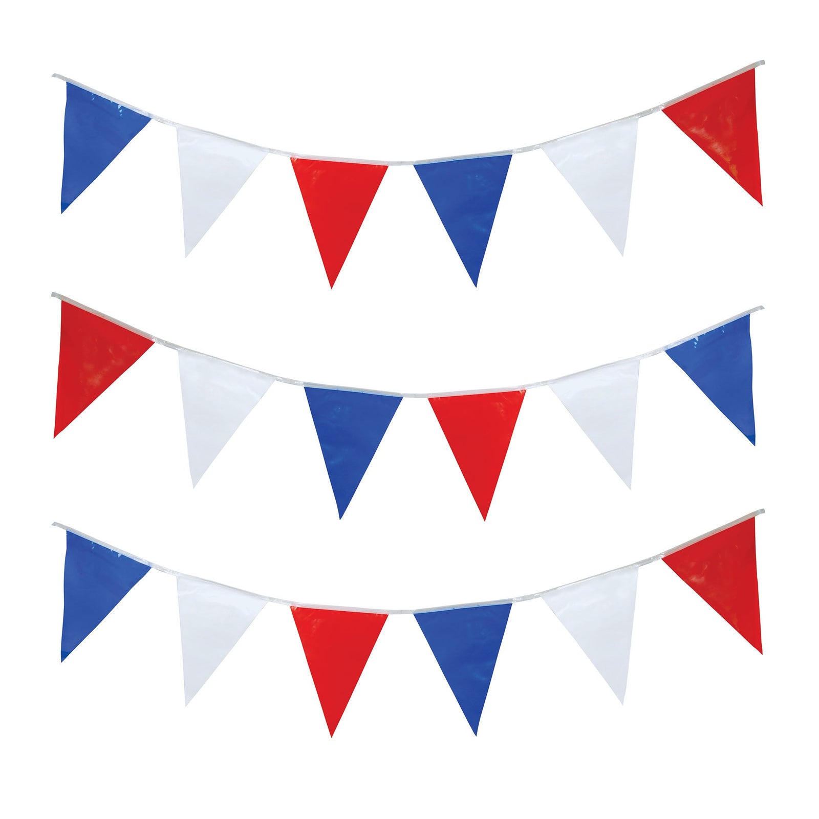 Bunting 15m Rd Wh Blue Triangles Party Goods Unisex 1