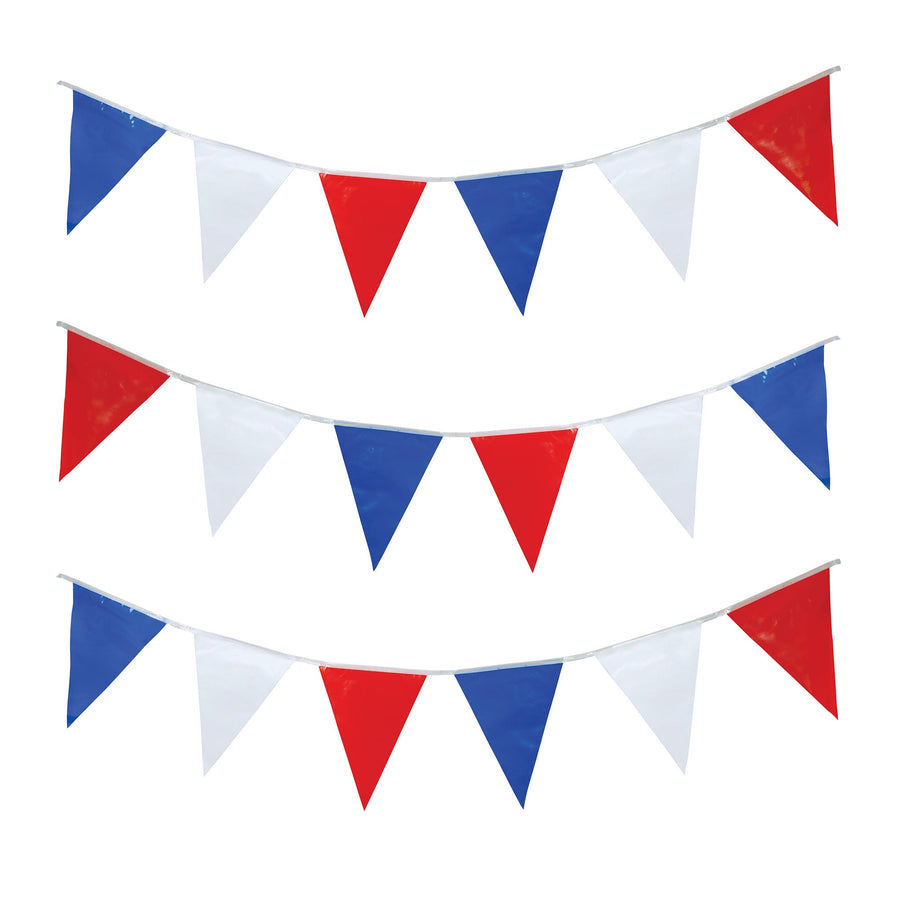 Bunting 15m Rd Wh Blue Triangles Party Goods Unisex_1