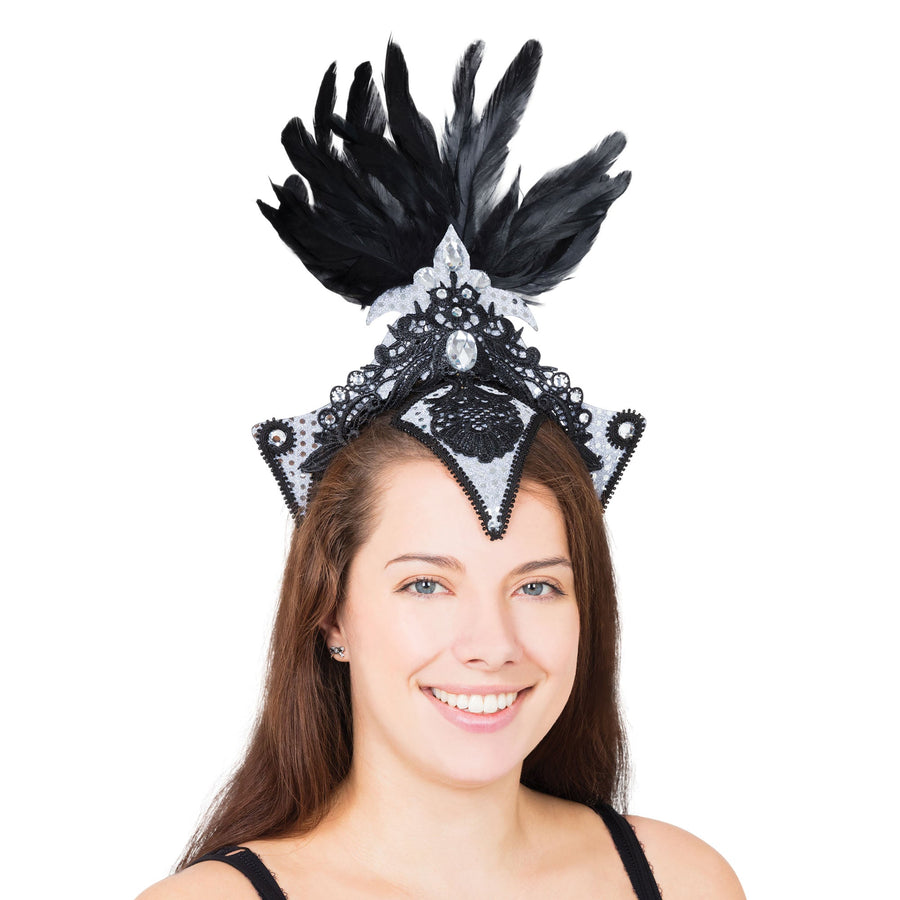 Burlesque Headpiece Silver Black_1
