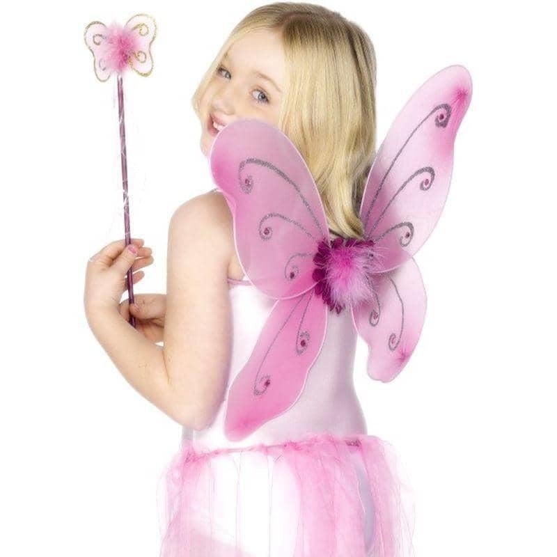 Butterfly Wings and Wand Kids Pink Costume Accessory 1