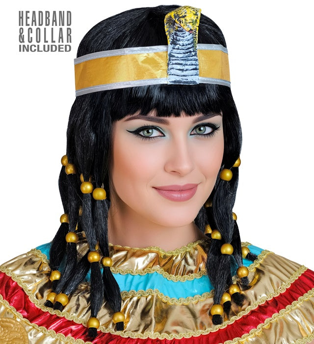 Cleopatra Wig With Headband & Collar In Box