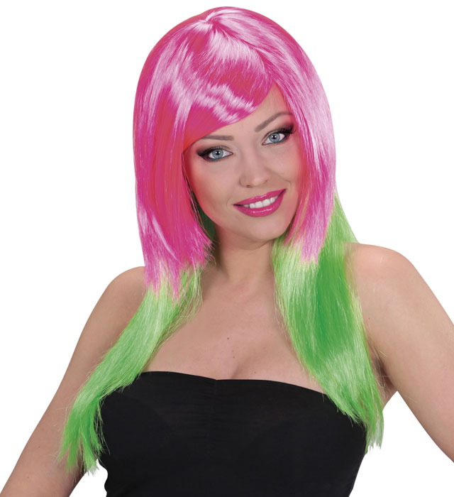 Pink/Green Bicolor Wig In Box