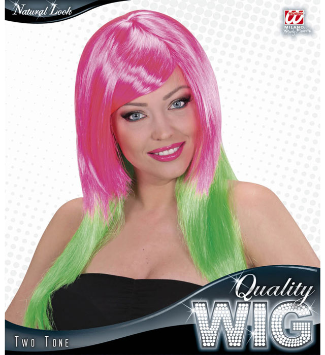 Pink/Green Bicolor Wig In Box