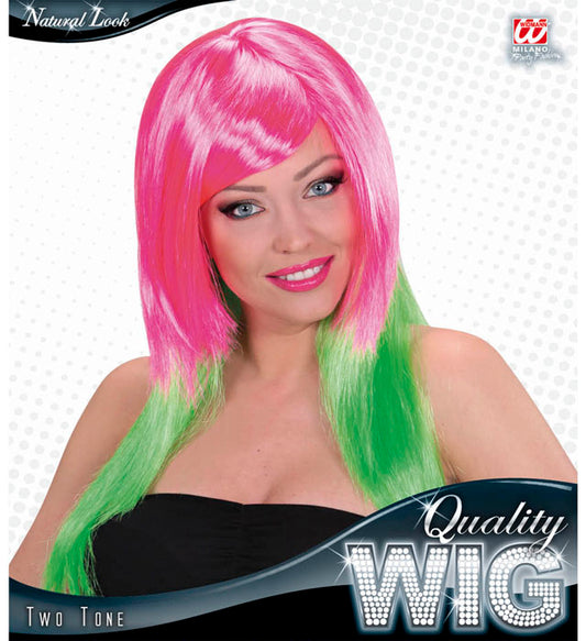 Pink/Green Bicolor Wig In Box
