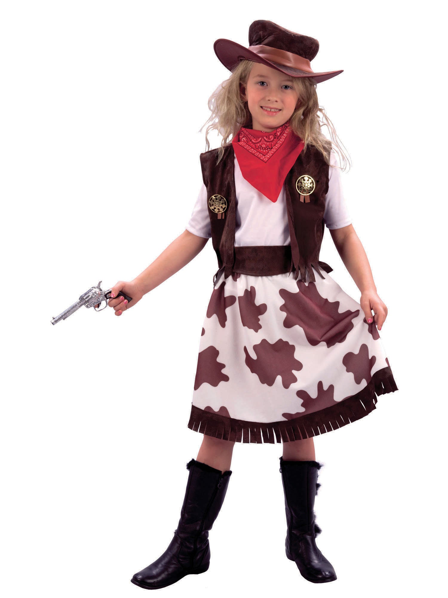 Cowgirl Cow Print Girls Costume 1